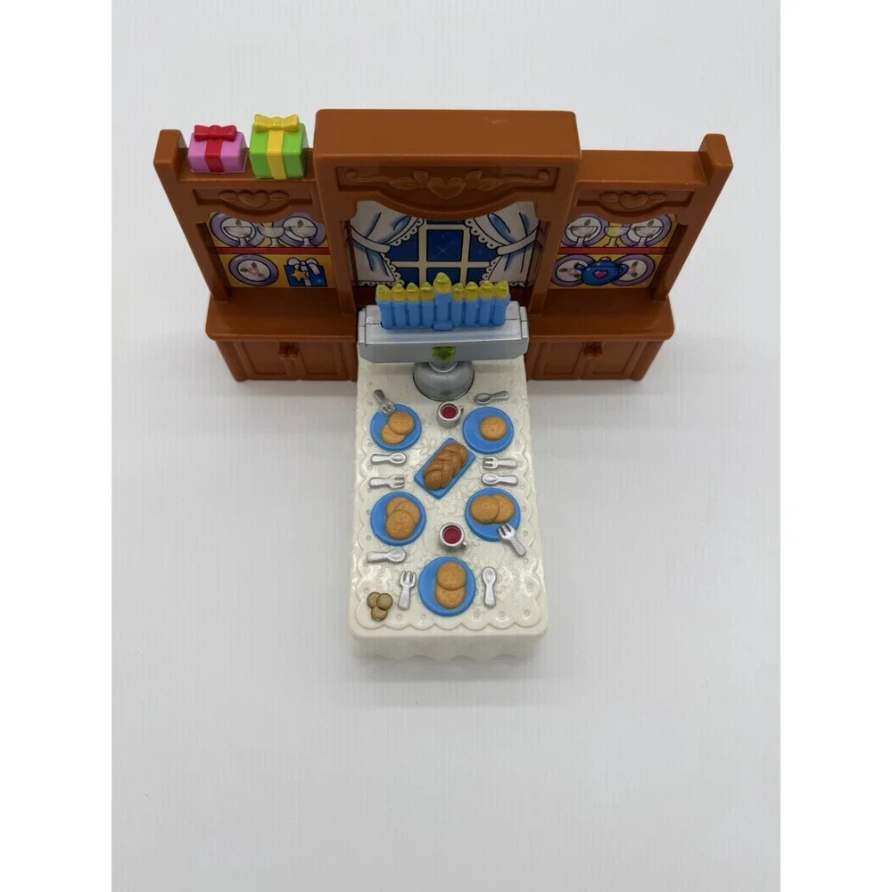 Fisher Price Little People Hanukkah Table Menorah Lights Up Two Chairs Included